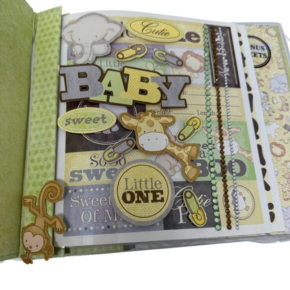 Paper Studio Safari Baby Scrapbook Kit 8x8 Album Stickers Embellishments NIP - Picture 2 of 16